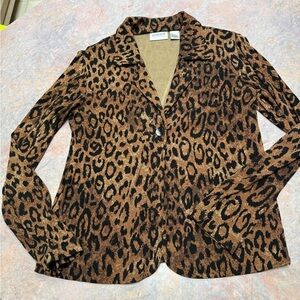 Chico's Brown and Black Leopard-Print Blazer